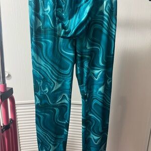 Teal Swirl Pattern Leggings